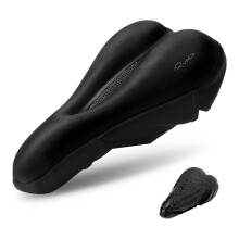 RYACO Gel Bike Seat Cushion Cover Breathable Comfortable Bicycle Saddle Cover with Water Dust Resistant Cover Fits Spin, Stationary Exercise Bike,