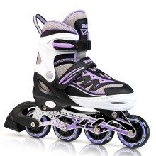 2pm Sports Inline Skates with Adjustable Light, Stylish Design, Beginner Roller Skates for Boys and Girls, Purple, L