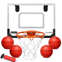 Mini Basketball Hoop Wall Mount Set Over Door Small Backboard Metal Rim Hanging Board With 16CM Rubber Basketballs Pool Basketball Hoop Sports Game