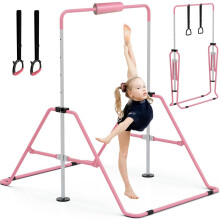 GYMMAGE Gymnastics Bars with Pad, Junior Training Kip Bar Gymnastics Equipment for Home Garden, Adjustable Height Gymnastic Folding Horizontal Bar