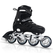 Black Inline Skates for Youth Boys Men, 4 Sizes Adjustable Blades Roller Skates with Ankle Support, Adjustable Strap, 84mm Wheels and Soft Boot Fit