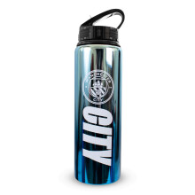 Hy-Pro Officially Licensed Manchester City F.C 750ml Aluminium UV Bottle,Integrated Folding Straw, Neochrome Finish, Leakproof, Lightweight, BPA Free,
