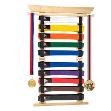 SUMNACON 10 Belts Bamboo Martial Arts Belt Holder, Karate Taekwondo Belt Organizer Wall Martial Arts Belt Display Rack Belt Medal Display Holder for