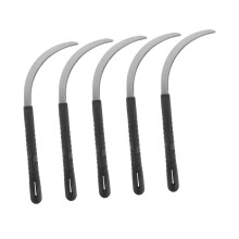5Pcs Black Rubber Handle Serrated Gardening Sickles, Carbon Steel Weeding Tools Set