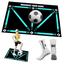Football Training Mat with Grip Socks Kids Football Skills Dribble Ball Close Control Pad Girls Boys Soccer Rug Footwork Accuracy Practice in House 90