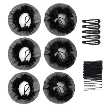 6Pcs Bun Hair Net Set with Elastic Drawstring, Breathable Reusable Ballet Bun Cover for Dancers Large