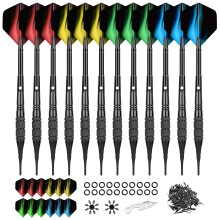 WayArrival Soft Darts,12 Pack 18g Soft Tip Darts for Electronic Dart Board with Aluminum Shafts, Plastic Tip Darts for Home&League Use, Complete Soft