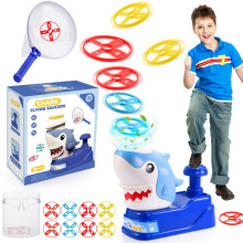 Veopoko Flying Disc Launcher Toy, Garden Toys for 3 4 5 6 Year old Boys Girls Outdoor Toys for Kids Toys Age 3 4 5 6 7 8 Shark Toys Easter Gifts for