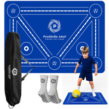 ProSkills Football Training Mat ? Structured Video Training with 4 Skill Levels & Challenge Drills ? XL 90?60cm Non-Slip Soccer Skills Mat with Grip