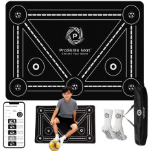 ProSkills Football Training Mat ? Structured Video Training with 4 Skill Levels & Challenge Drills ? XL 90?60cm Non-Slip Soccer Skills Mat with Grip