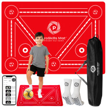 ProSkills Football Training Mat ? Structured Video Training with 4 Skill Levels & Challenge Drills ? XL 90?60cm Non-Slip Soccer Skills Mat with Grip
