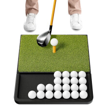 NABIYE Golf Hitting Mat with Built-in Tray, Compact Practice Pad for Short Game and Swing Training, Anti-Slip Base, Includes 1 Rubber Tee, Ideal for