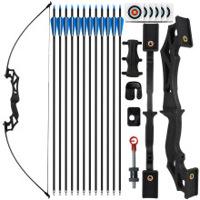 SERfawnCH Ambidextrous Recurve Bow Set for Adults & Youth - 30lbs Takedown Bow with 12 Carbon Arrows, Left/Right Handed (Black)