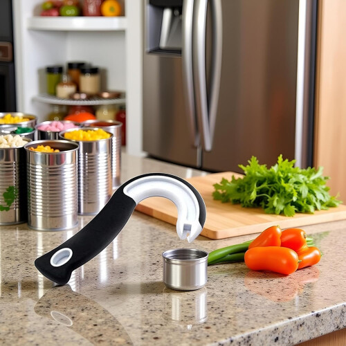 Can Opener for Seniors with Ergonomic Comfort Grip, JShaped Ring Pull Tool for Weak Hands 2