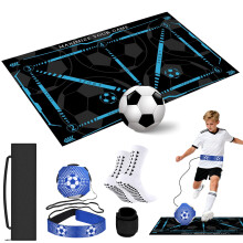 Homgaty Football Training Mat Set - Football Skills Mat 90 X 60 cm with Rebound Kick Trainer, Socks & Wristband, Footwork Ball Practice Kit for Youth