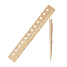 Wooden Garden Planting Ruler with Seed Spacing Holes and Dibber for Precise Vegetable Bed Layout