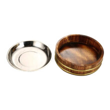 Wooden Sushi Bowl 24cm Rustic Rice Bucket with Smooth Polished Surface for Parties and Salad