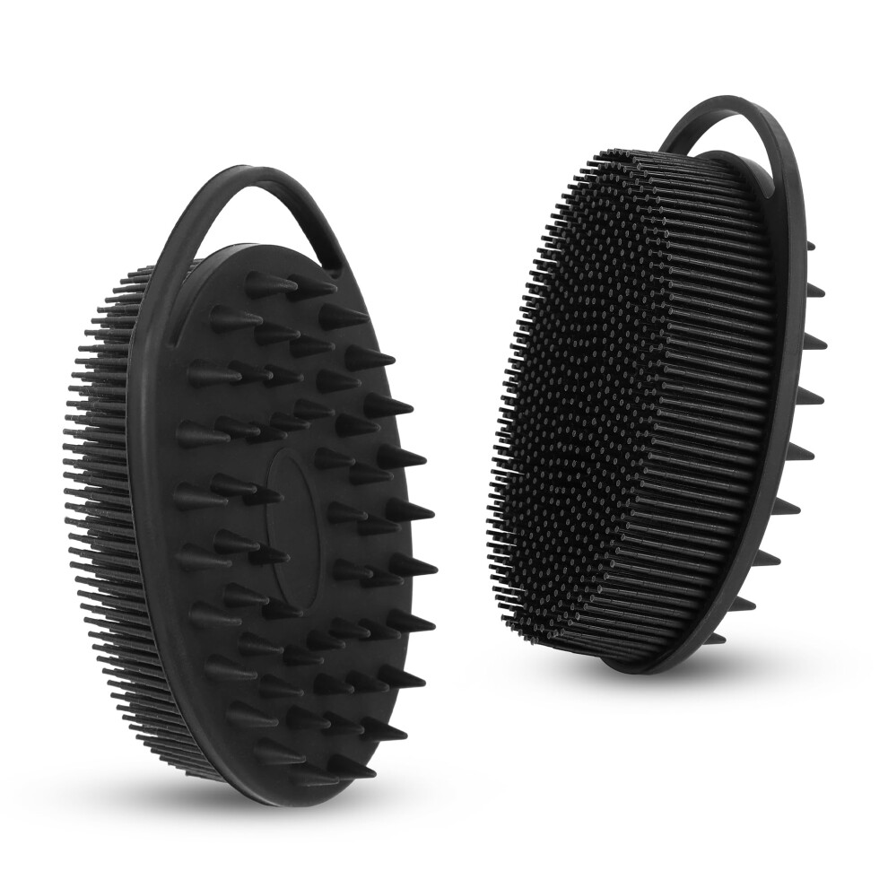 2pcs DualSided Silicone Body Scrubber and Shower Brush for Gentle Exfoliation and Scalp Massage