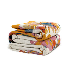 King Size Boho Cotton Throw Blanket 90'x108' Soft Muslin Gauze Breathable Double Side Embroidery