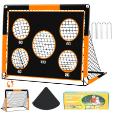 Gofady 2-in-1 Football Goal for Kids - Portable & Durable Soccer Training Net with 5 Target Ranges, Foldable Design, Carrying Bag, Easy Assembly for