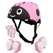 Kids Helmet and Pads Set 2-8 Years Old, Cartoon Bike Helmet Kids for Cycling, Scooter, Skating, Safety Gear for Boys Girls. Pink