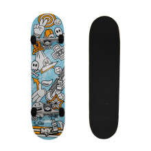 M.Y X-Skate 'Blue Sketch' Complete Skateboard 31" Double Kick Beginner Skateboard for Kids Teenagers & Adults 7 Ply Birch Deck ABEC 7 Bearings for