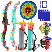 PlinkPlunk Bow and Arrow Set for Kids, 2-Pack LED Light Up Archery Set Kids Toy Age 3-12 Boys Toys Age 6 7 8, Outdoor Toys for 5-9 Year Old, Birthday
