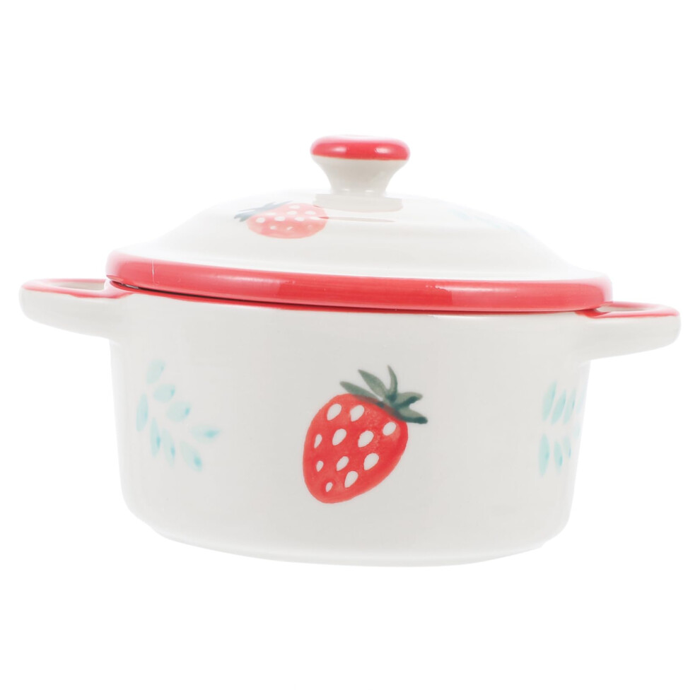 Ceramic Baby Bowl with Lid Dishwasher Safe HandPainted for Purees and Soup