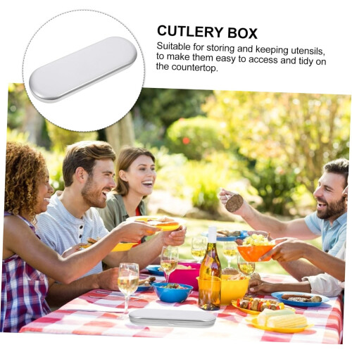 Cutlery Organizer with Lid for Kitchen Utensil Holder, Compact Dustproof Silverware Storage Box 1
