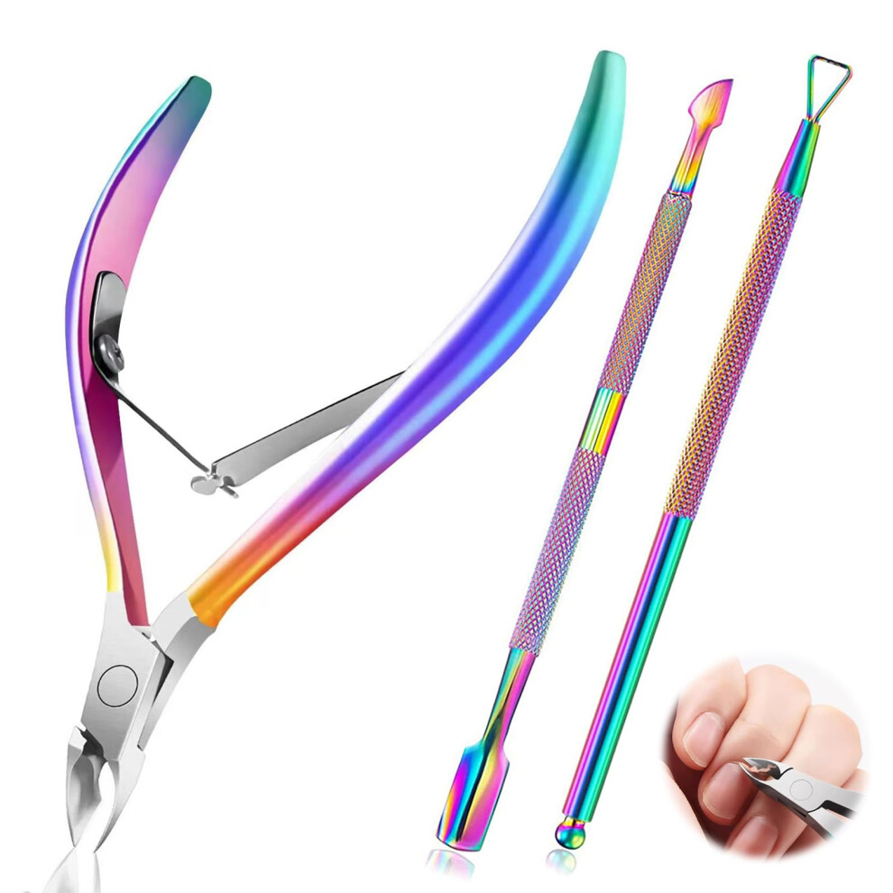 Cuticle Trimmer 5 in 1 Stainless Steel Manicure Pedicure Set with Pusher and Dead Skin Remover
