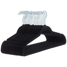 Amazon Basics Slim Velvet Non-Slip Suit Hangers - 30-Pack, Black/Silve