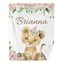 Baby Blanket with Name for Girls, Custom Elephant Design, Soft Floral Gift for Mom