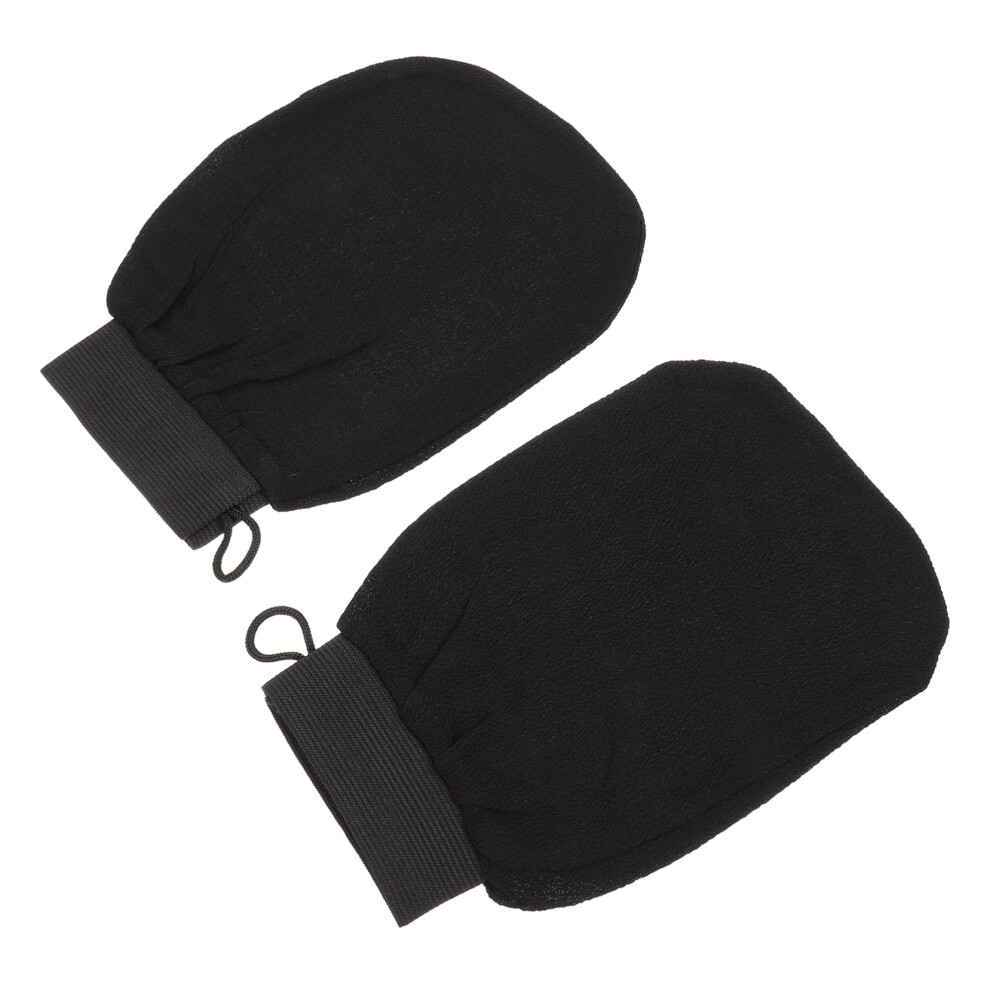 Black Exfoliating Gloves 2Pcs Bath Scrub Gloves For Gentle Skin With Nonslip Grip Quick Dry Design
