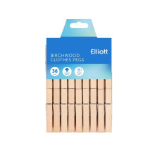 Elliott Hardwood Clothes Pegs with Metal Coil Spring for Firm Grip, Co