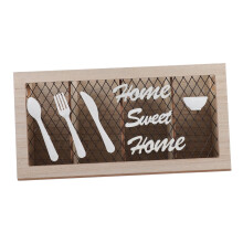 Wooden Cutlery Organizer with Durable Iron Frame for Clutter Kitchen Utensil Storage Box