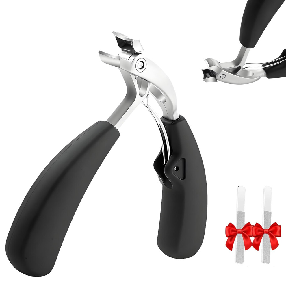 Large Nail Clippers for Thick Nails Seniors, Stainless Steel with Clipping Collector Silver