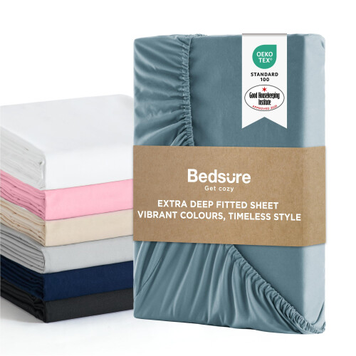 Bedsure Small Double Fitted Sheet - Bed Sheets Extra Deep Pocket 16 In