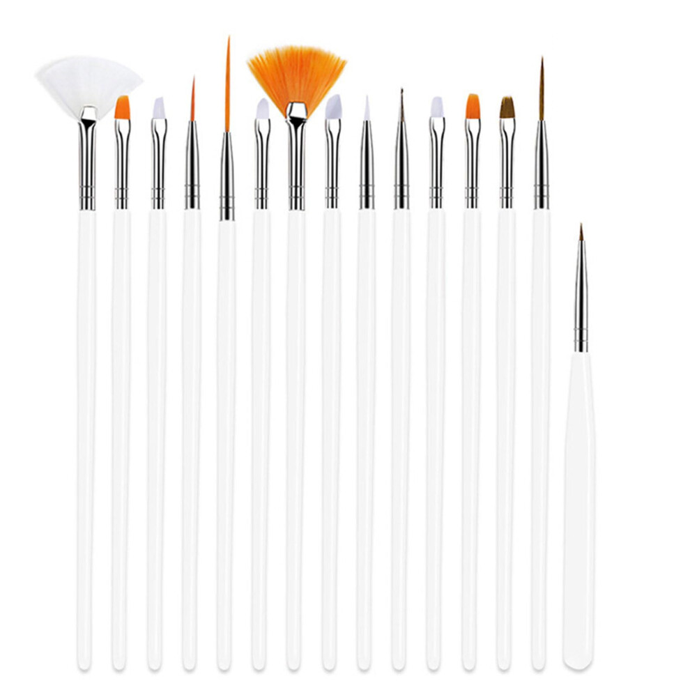 15Pcs Nail Art Brush Set with Dotting Tools for Precision Gel Designs and Professional Manicure