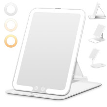 Auxmir Rechargeable Makeup Mirror, Portable LED Lighted Travel Mirror,