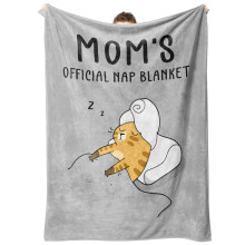Mom Blanket Gift from Daughter and Son, Fluffy Cozy Throw 60x50 Grey for Mother's Day Christmas