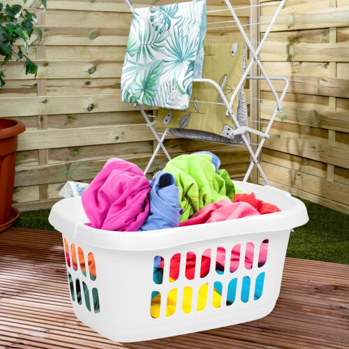 High Grade Plastic Large 60L Hipster Laundry Basket Hamper Clothes Was 2