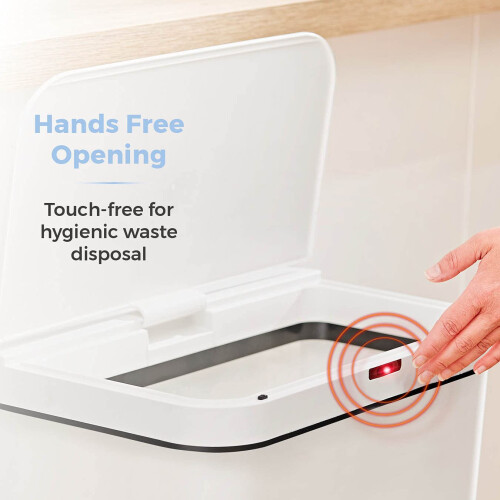 Tower Tower T838005W Sensor Bin with Retainer Ring, Battery-Operated, 50L, W 2