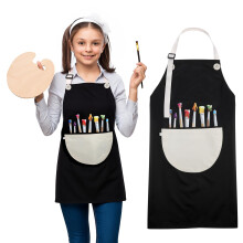 Waterproof Kids Art Smock with Pocket for Painting, Crafts and Cooking, Black, Ages 58