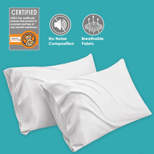 Pillow Cases 4 Pack White, Envelope Closure 100% Pure Cotton Pillowcas 2