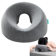 Face Down Pillow for Massage Table with Ergonomic Breathable Design, Eye Pressure Relief, Gray