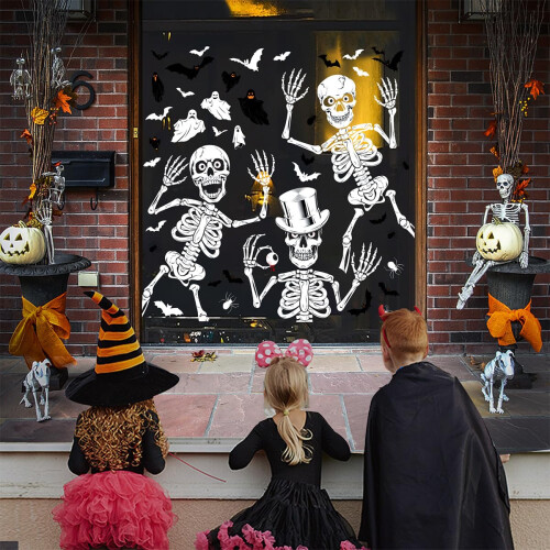 AMLOOPH Halloween Decorations Window Stickers, 10 Sheets Reusable Wind 1
