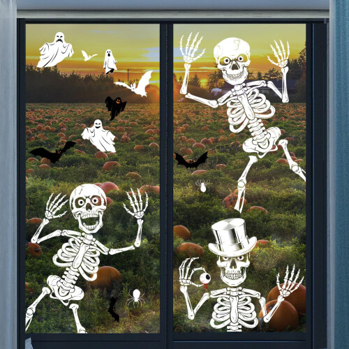 AMLOOPH Halloween Decorations Window Stickers, 10 Sheets Reusable Wind 2