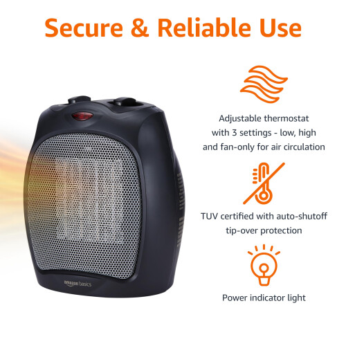 Amazon Amazon Basics 1800 Watt Ceramic Space Heater with Adjustable Thermosta 1