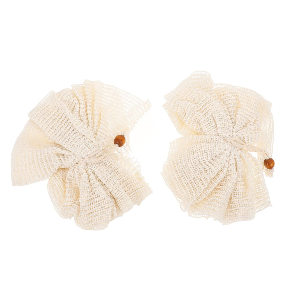 2pcs Soft Ramie Cotton Body Scrubber Bath Exfoliating Sponge with Hanging Loop for Gentle Skin Cleansing