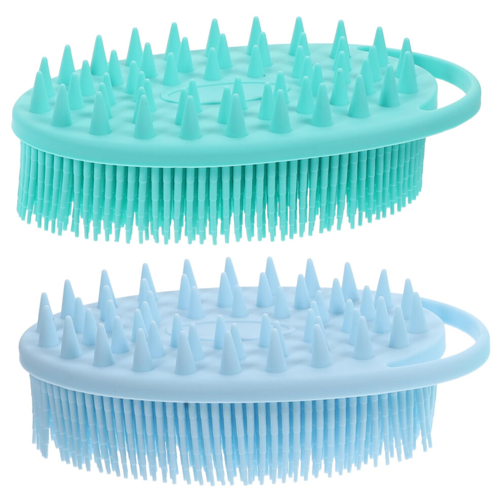2pcs DualSided Silicone Body Scrubber Exfoliating Shower Brush with Soft and Stiff Bristles
